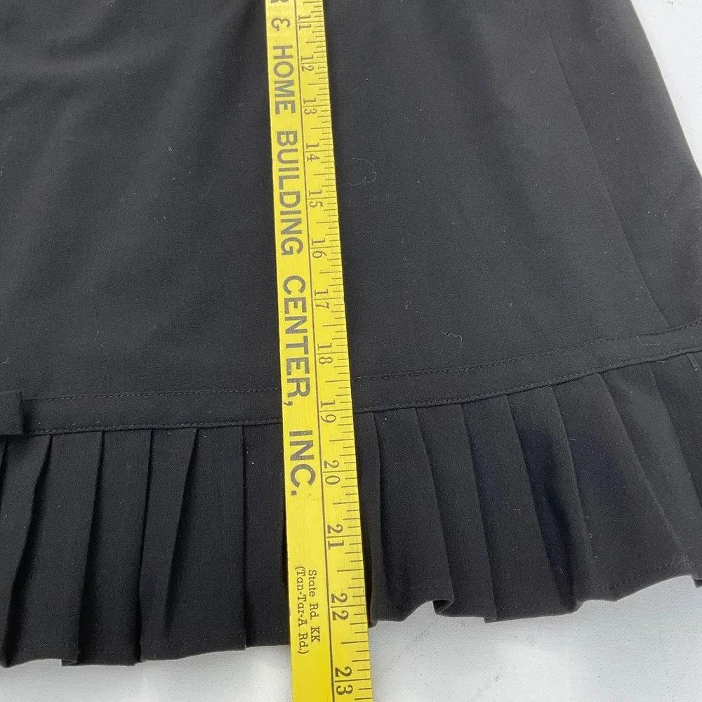 LARRY LEVINE womens stretch pleated ruffle‎ skirt 14 black career Y2K minimalist